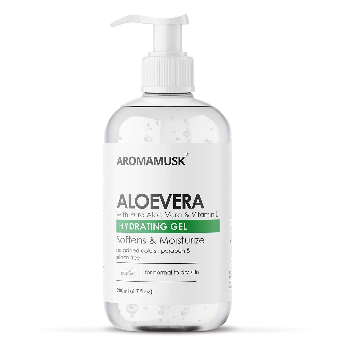 Aromamusk Aloe Vera Gel med Vitamin E – Intensiv Fuktighet & Hudfornyelse