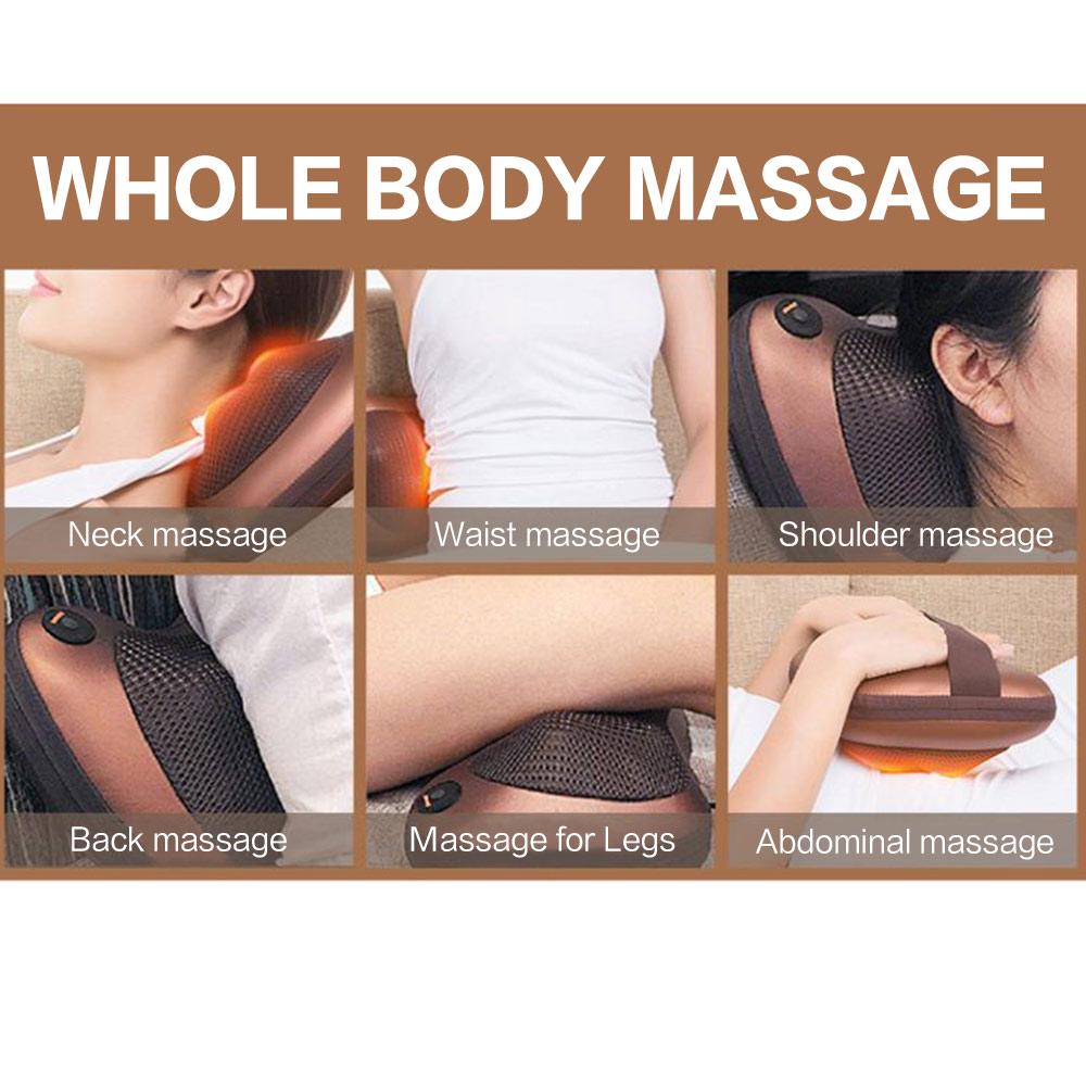 Bærbar Massasjepute med 4 Hoder | Shiatsu & Elting med Infrarød Varme